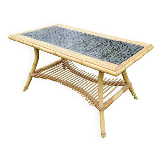 Rattan and bamboo coffee table