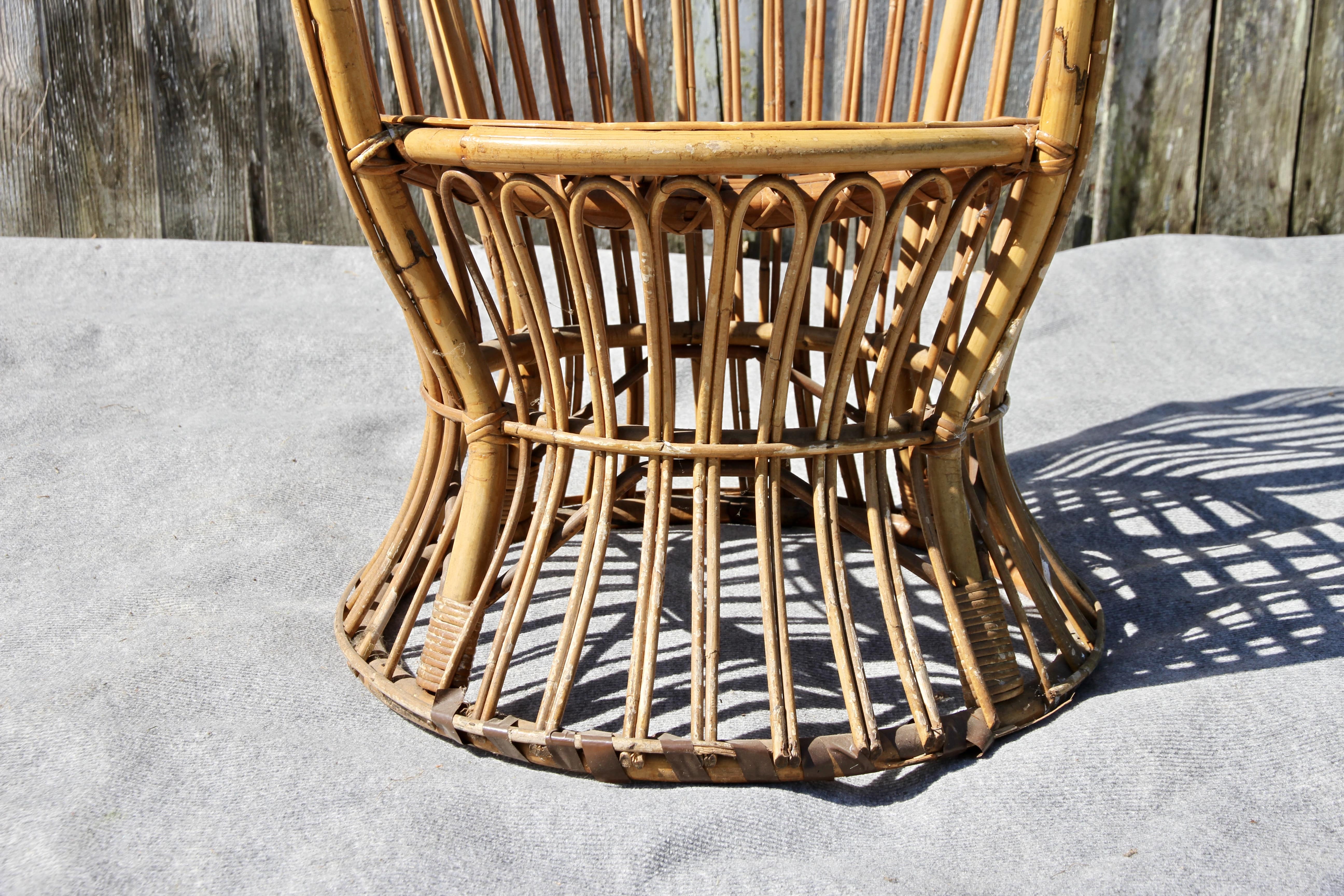 Emmanuelle-style wicker armchair, 20th century