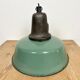 Industrial green enamel factory lamp with cast iron top, 1960s
