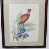 Antique asian painting on rice paper in high quality wood frames, c 1910s