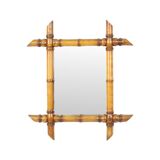 Antique Wooden Faux Bamboo Mirror France 45x39cm