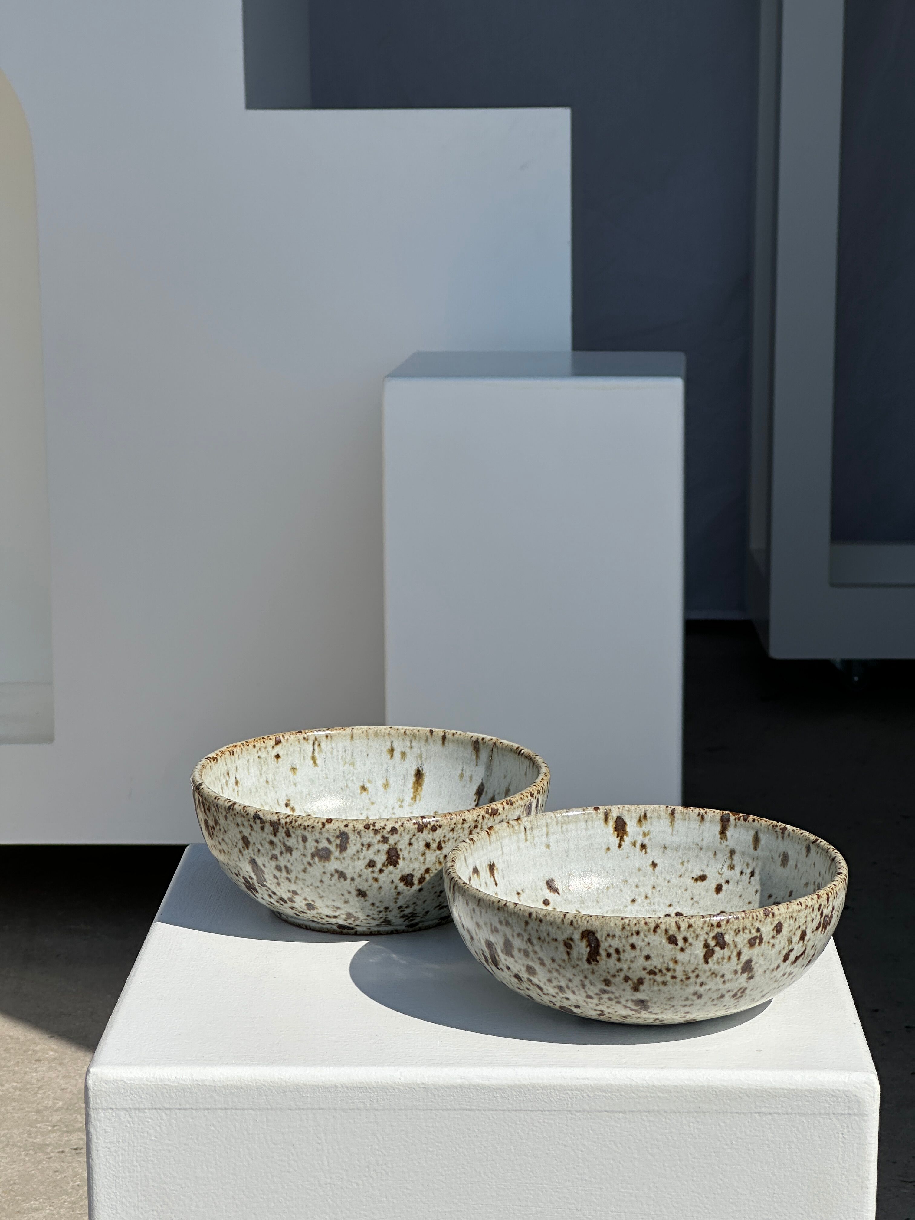 Duo of speckled ceramic bowls