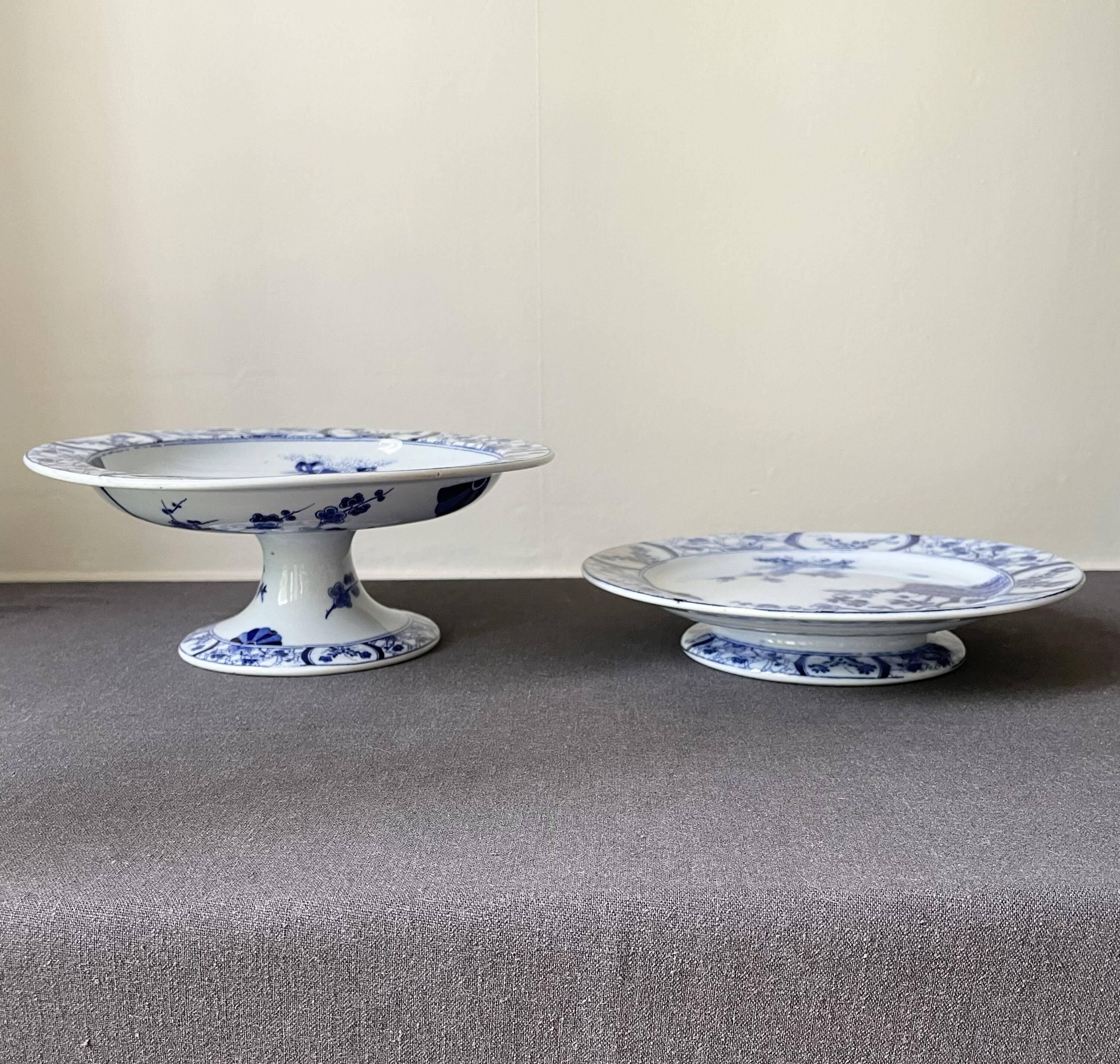 Earthenware compotier Creil & Montereau Japanese service 19th century