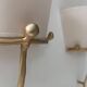 Pair of vintage wall lights, solid brass and ecru fabric, France 1980