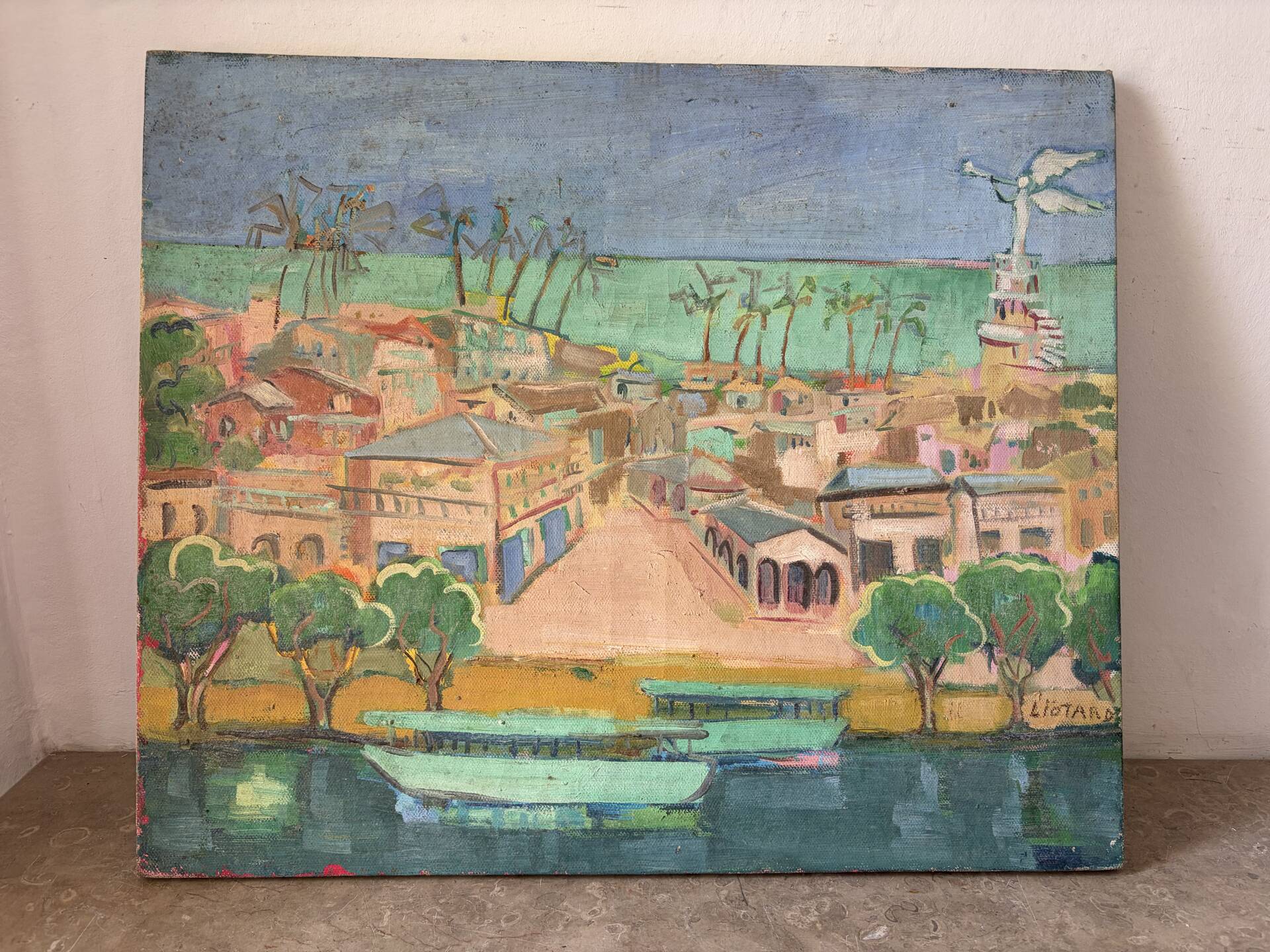 Port d’Afrique, huile sur toile signé Liotard