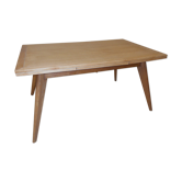 Table vintage 1960 pieds compas chéne clair
