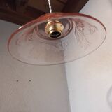 Vintage pink glass pendant light