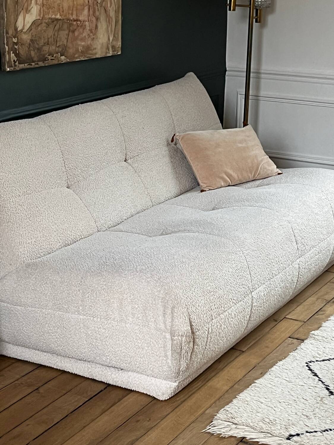 SIA white bouclette designer sofa