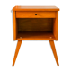 Scandinavian bedside table in teak veneer, with tapered legs and a drawer, 1960.