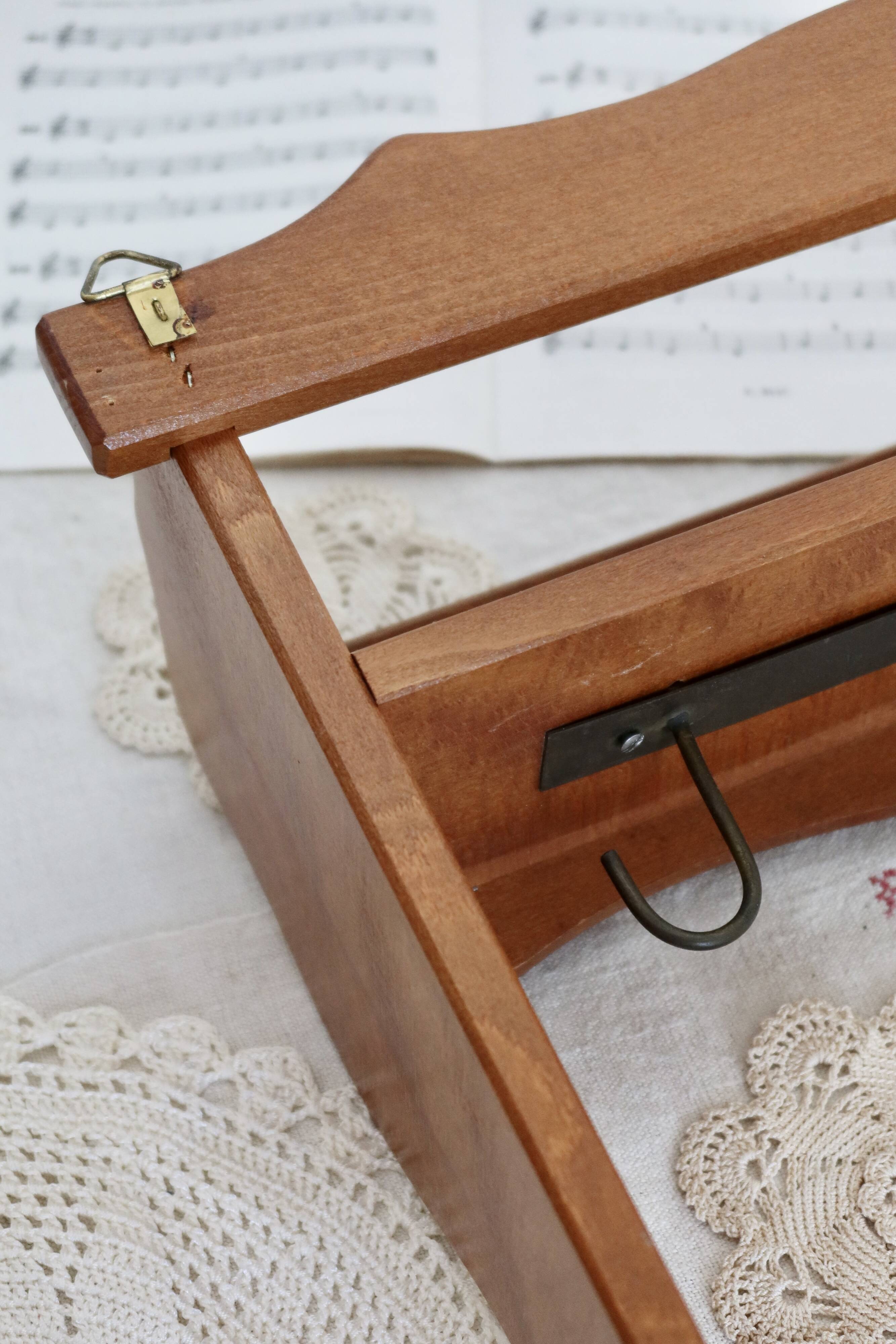 Vintage wooden wall shelf and hooks