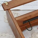 Vintage wooden wall shelf and hooks
