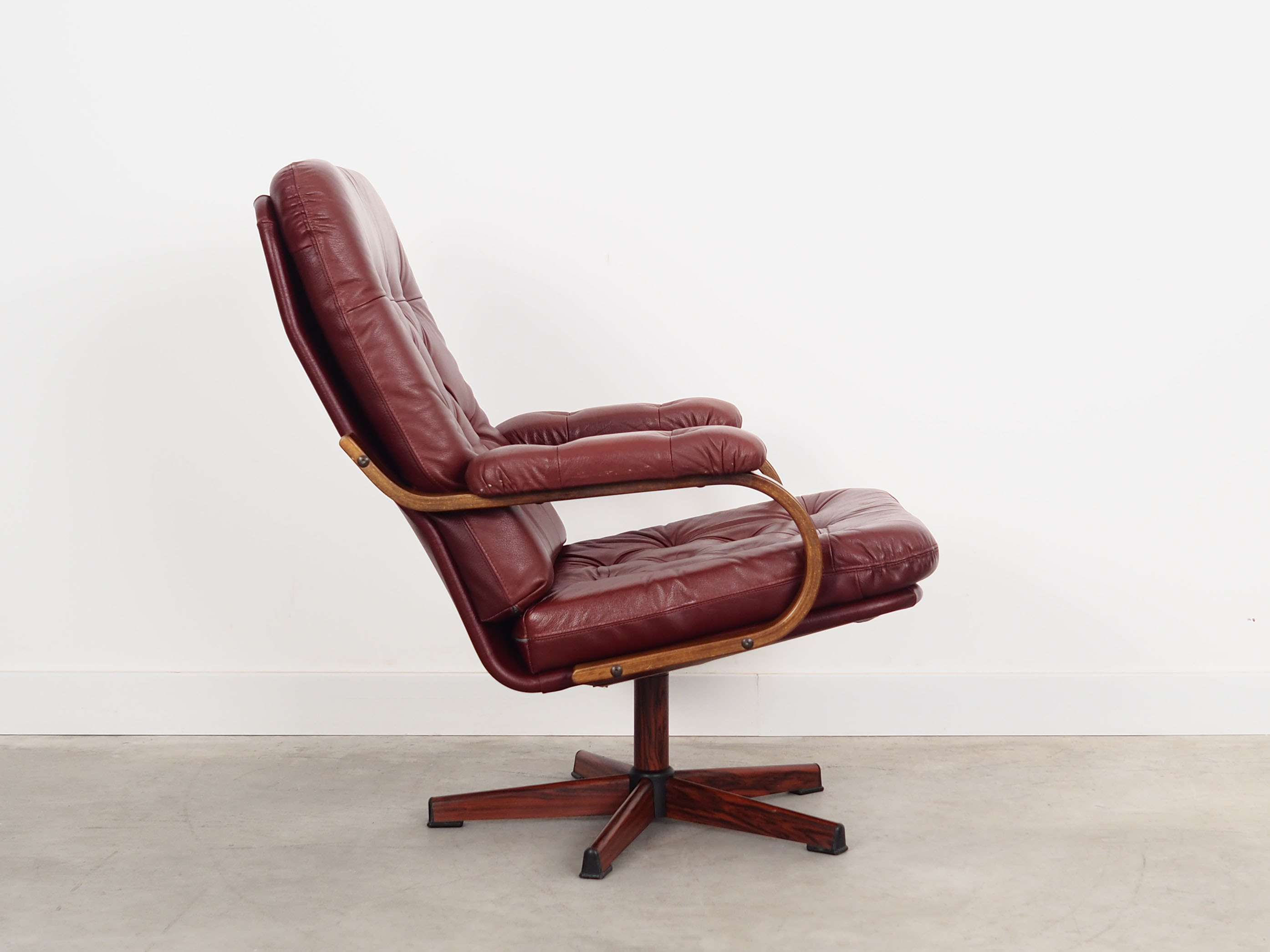 Leather swivel armchair, Danish design, 1970s, made in Denmark