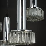 Large glass cascade chandelier designed for Staff Leuchten, Germany, 1970s.