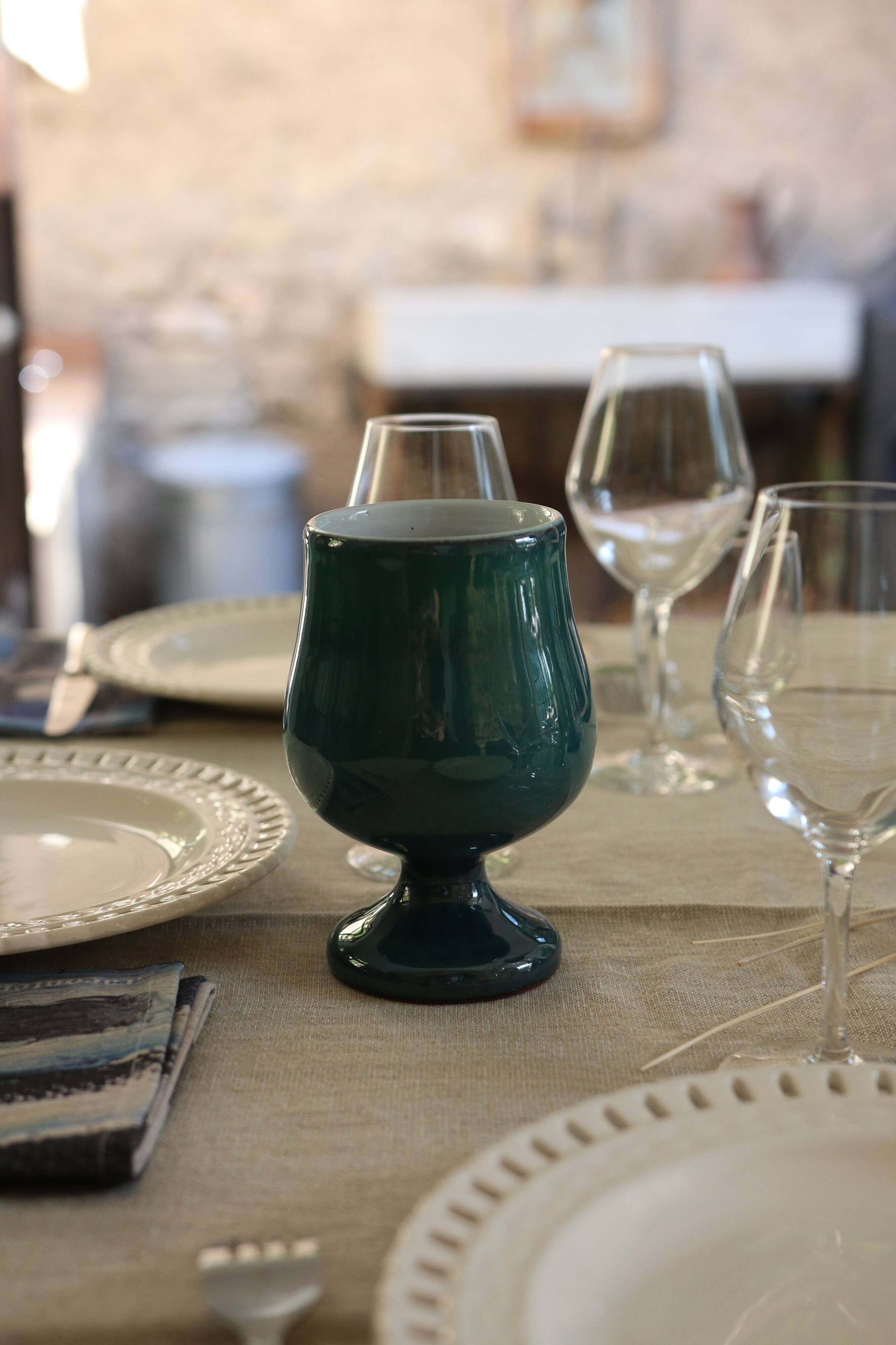 Ceramic Chalice-Glass-Vase Footed by Antonio Lampecco, several available