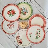 6 old flat plates mismatched in earthenware