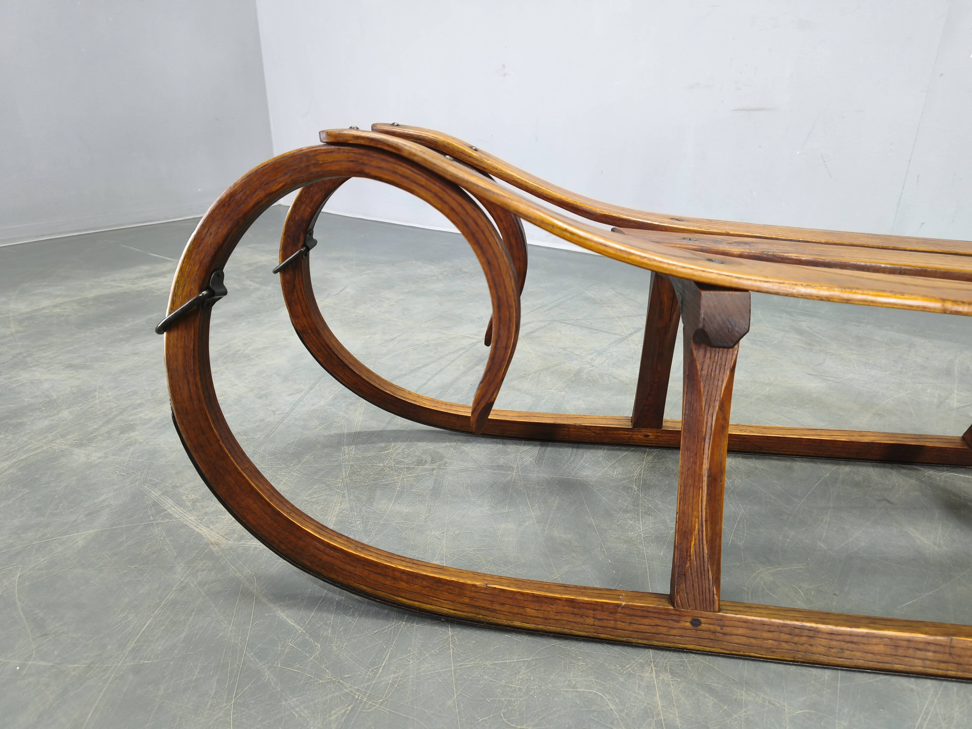 1930s Czech Oak Art Deco Sled