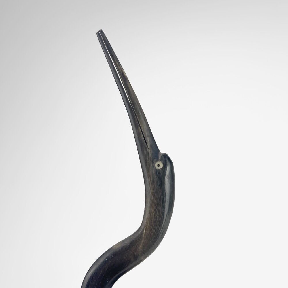 Pair of cranes in carved horn design Mid-Century