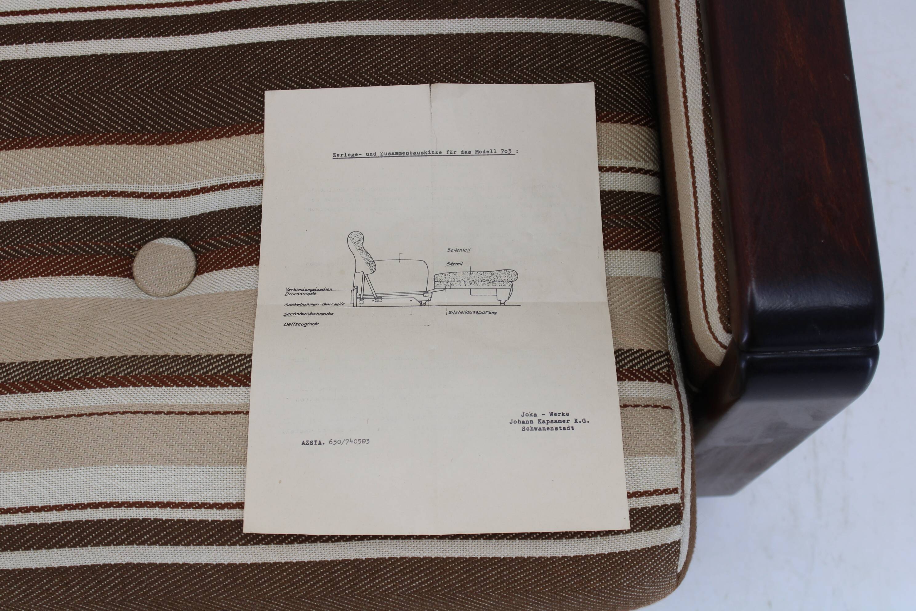 Canapé pliant 3 places des années 1970 par Joka, Autriche