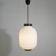 Chandelier in white opaline glass and brass, 1950s