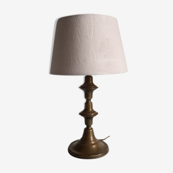Vintage brass and velvet geometric lamp