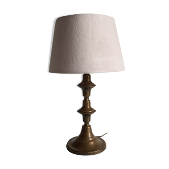 Vintage brass and velvet geometric lamp