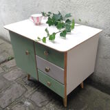 Almond/pink bedside