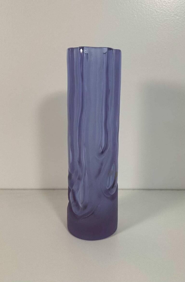 Italian Vintage Satinato Violet Murano Glass Vase, 1970s
