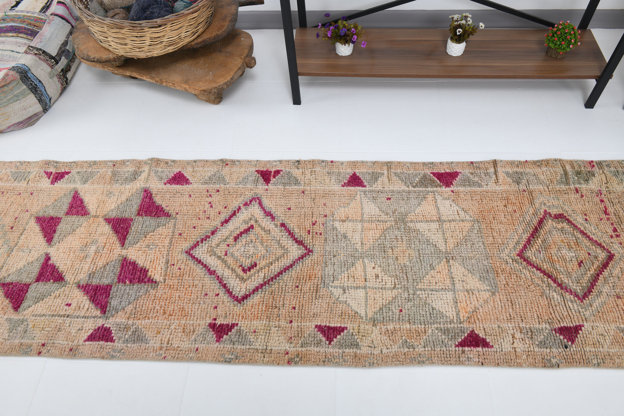 3x11 pale orange turkish vintage runner rug 75x332cm