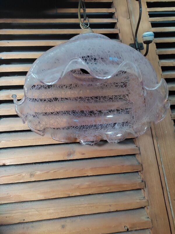 Original suspension lamp molded glass globe lace Rose edging dp 1122213