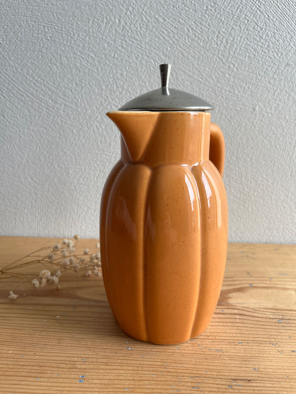 Teapot / jug / carafe / vintage earthenware pitcher in the style of Digoin Sarreguemines.