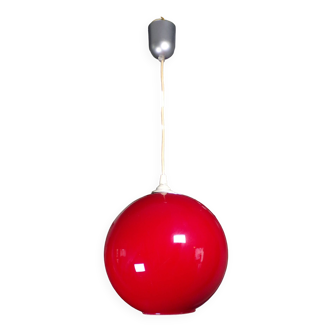 Suspension boule opaline rouge Ø30cm