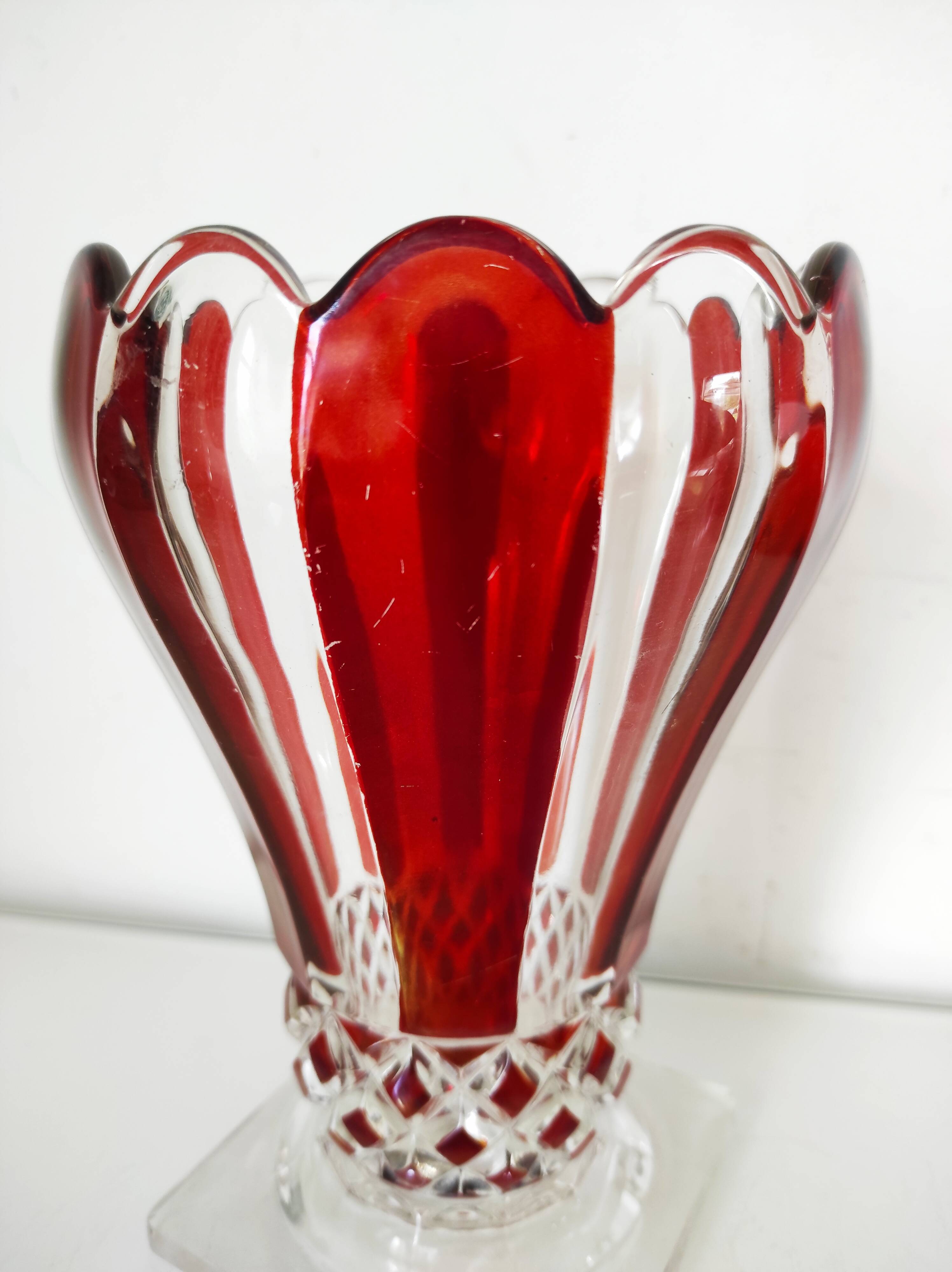 Red painted glass vase