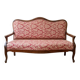 Banquette Louis Philippe en bois et tissu rouge