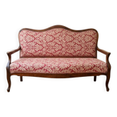 Louis Philippe bench in wood and red fabric
