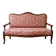 Banquette Louis Philippe en bois et tissu rouge