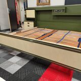 Large vintage bed with headboard furniture and built-in radio