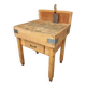 Vintage block butcher table beech kitchen island 74 x 81 cm