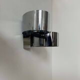 Pair of vintage wall lights, curved chrome metal, France 1970