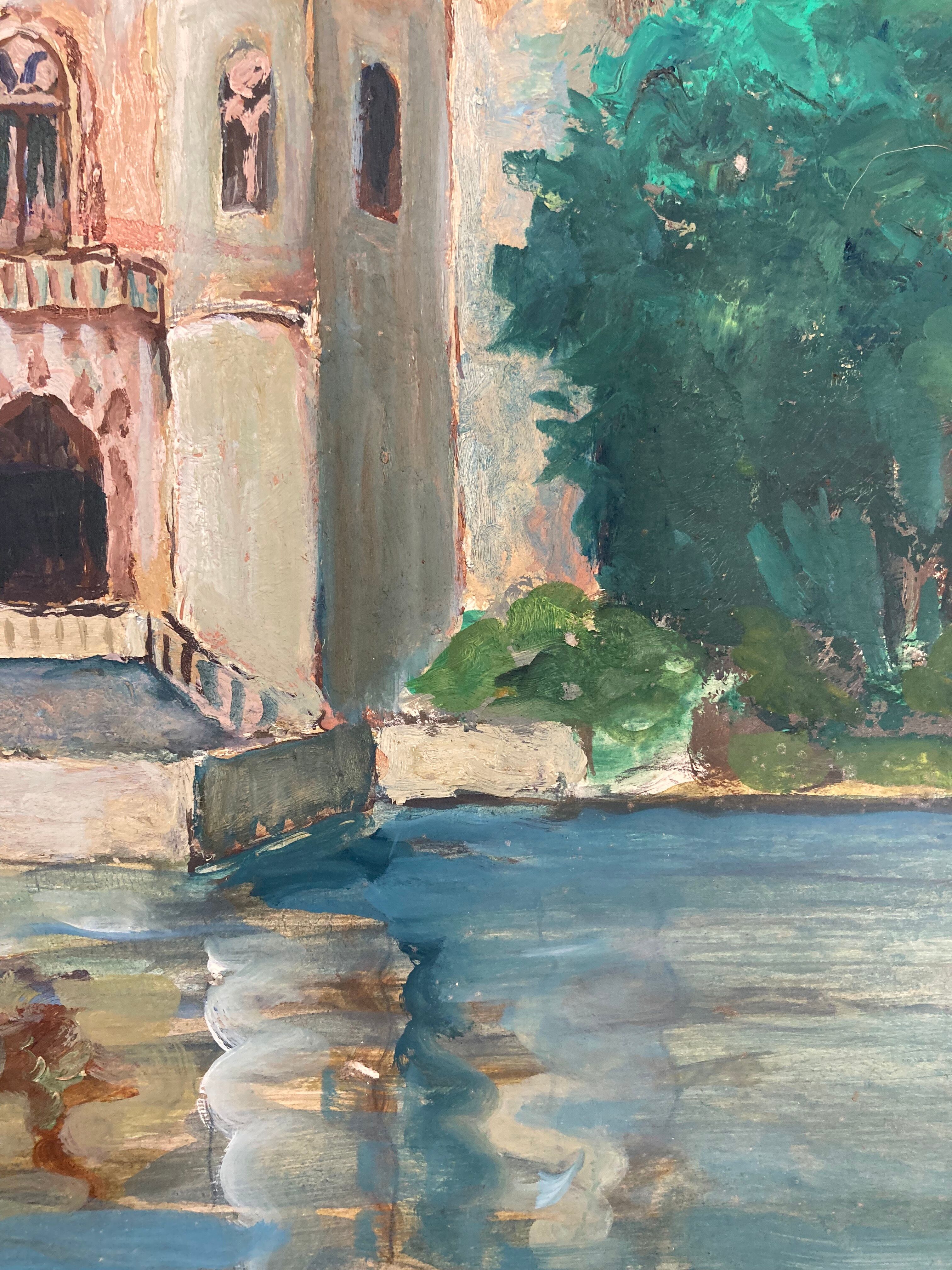 Oil painting on vintage cardboard