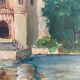 Oil painting on vintage cardboard