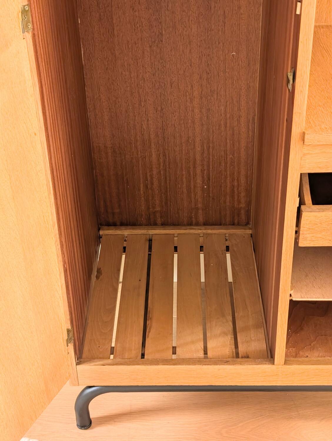 Renovated vintage 1950s oak boarding school wardrobe