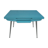 Blue formica table with extensions