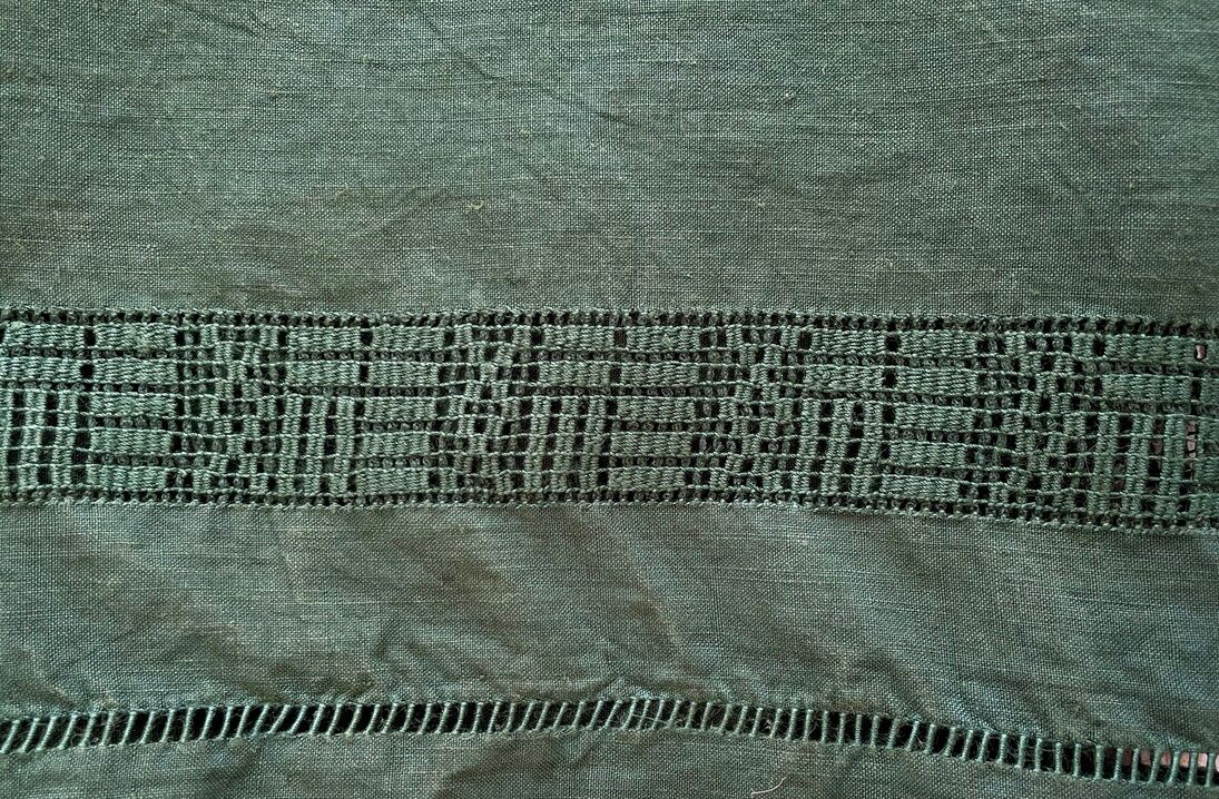 Set of 8 monogrammed fir green towels EH - 65x61cm - linen