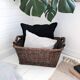 Panier Vintage Anse Rangement Mid Century Panier en osier tressé marron foncé Travail manuel Hygge S