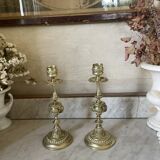 Pair of gilt bronze ram's head candlesticks, Louis XVI style, 19th century.