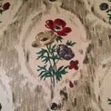 Toad in cloth armchair and its Ottoman