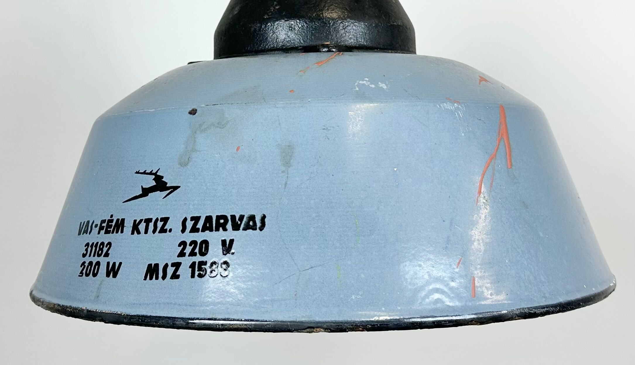 Industrial Grey Enamel and Cast Iron Pendant Light, 1960s