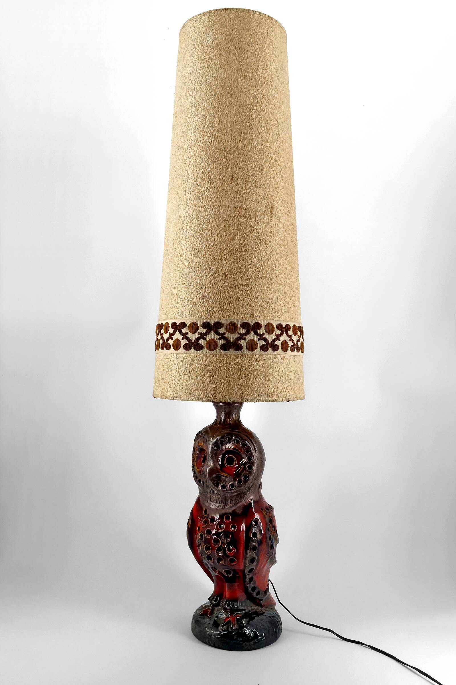 Important ceramic lamp / floor lamp, Owl, by Walter Gerhards