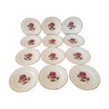 12 Gien Chambord flower dessert plates