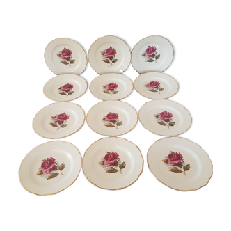 Set de 12 assiettes à dessert fleur Gien Chambord